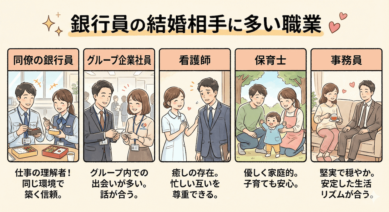 銀行員の結婚相手の職業