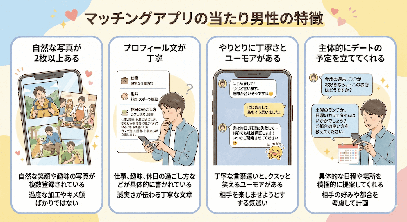 マッチングアプリの当たり男性の特徴