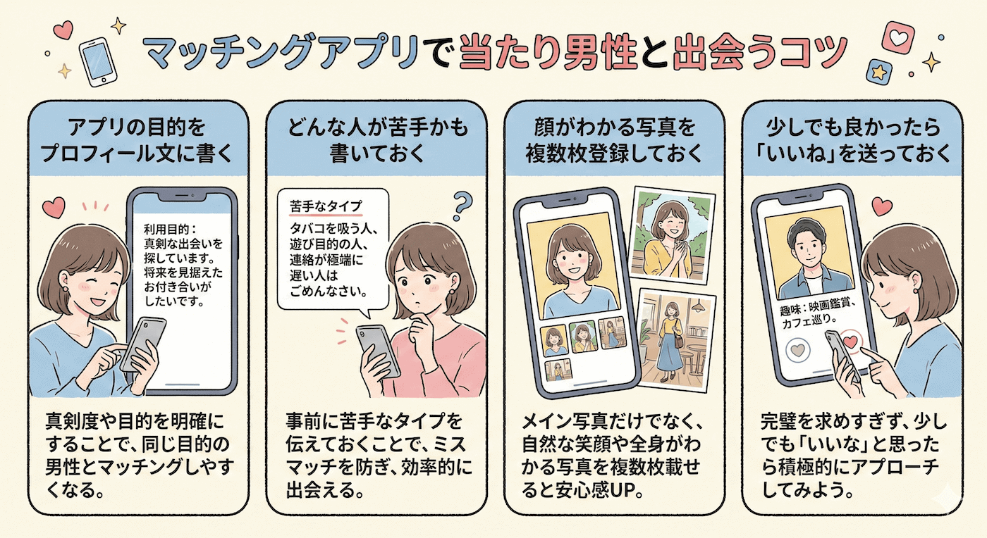 マッチングアプリで当たり男性と出会うコツ