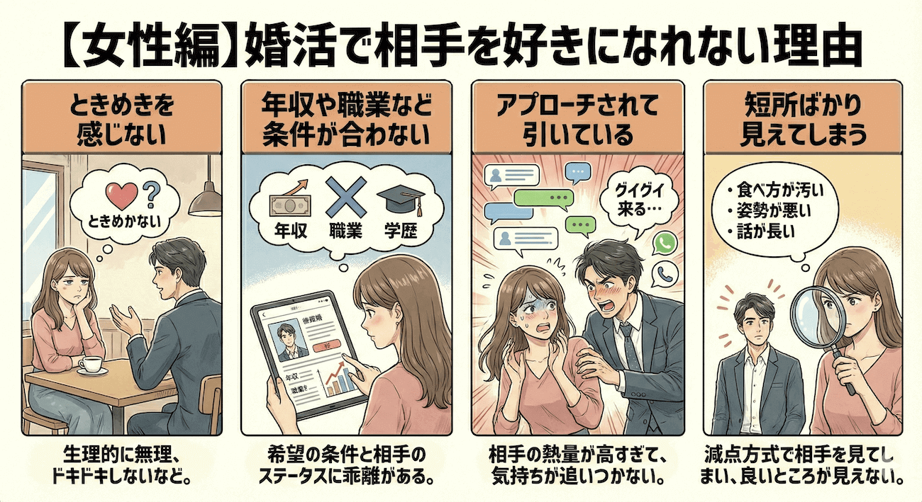 【女性編】婚活で相手を好きになれない理由