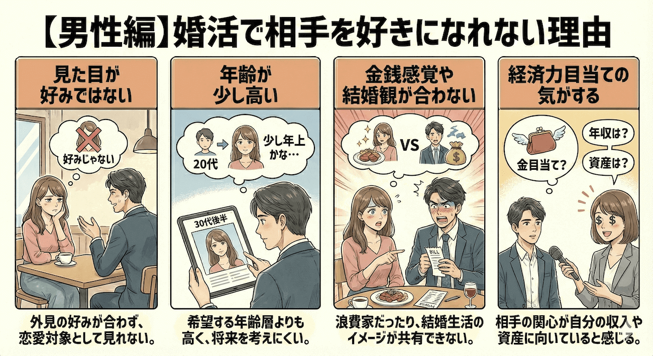 【男性編】婚活で相手を好きになれない理由