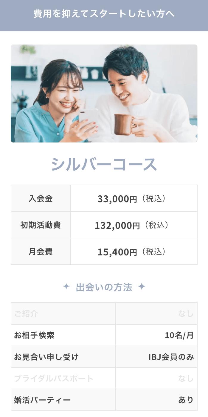 サンマリエの料金｜シルバーコース