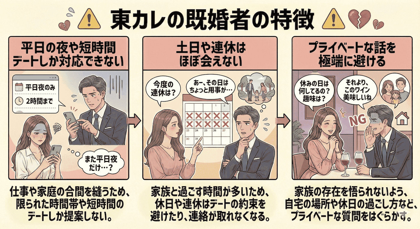 東カレデートの要注意人物男性の特徴｜既婚者