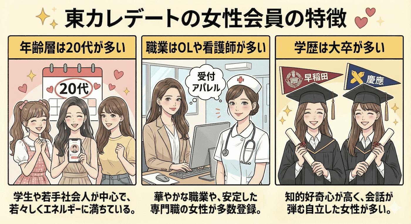 東カレデートの女性会員の特徴