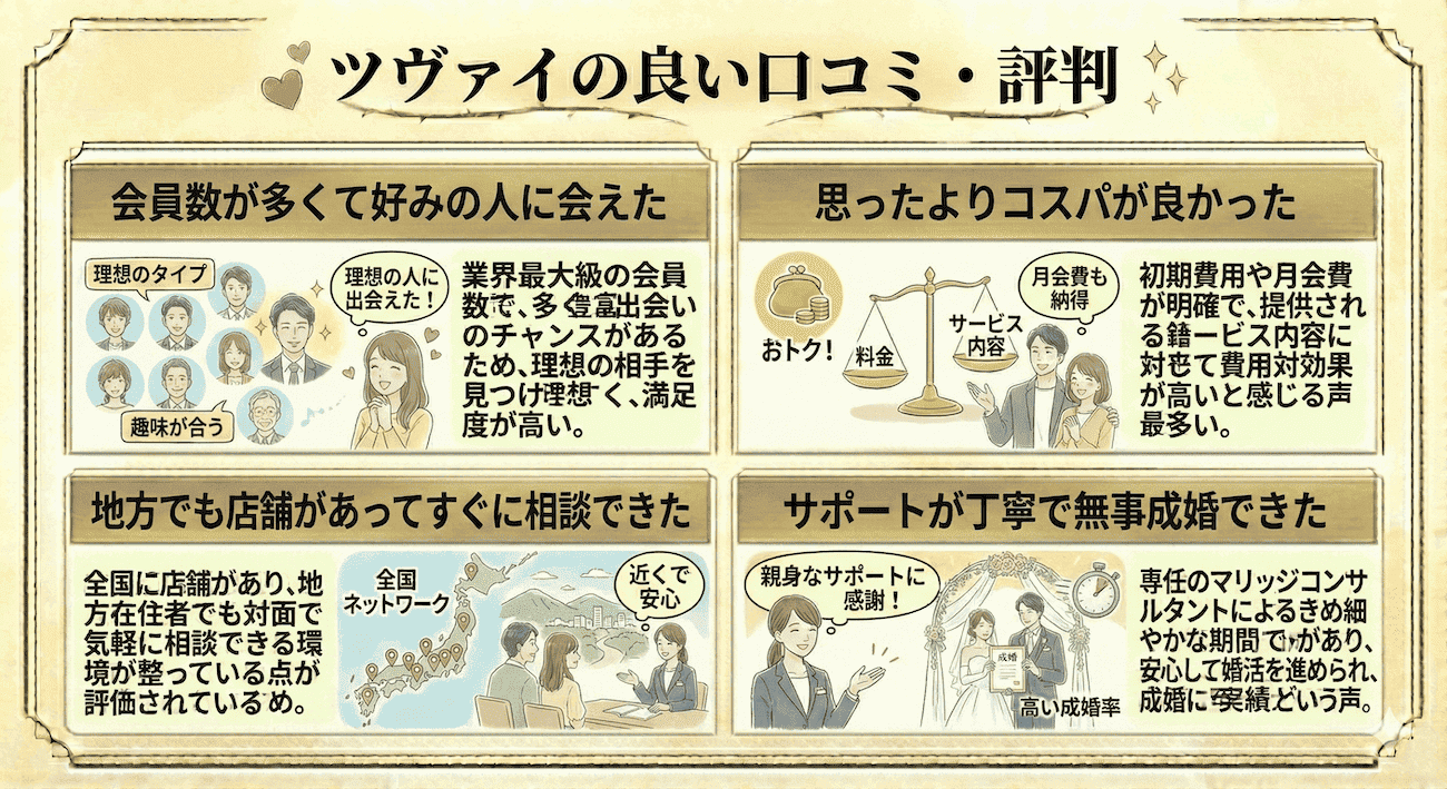 ツヴァイの良い口コミ・評判