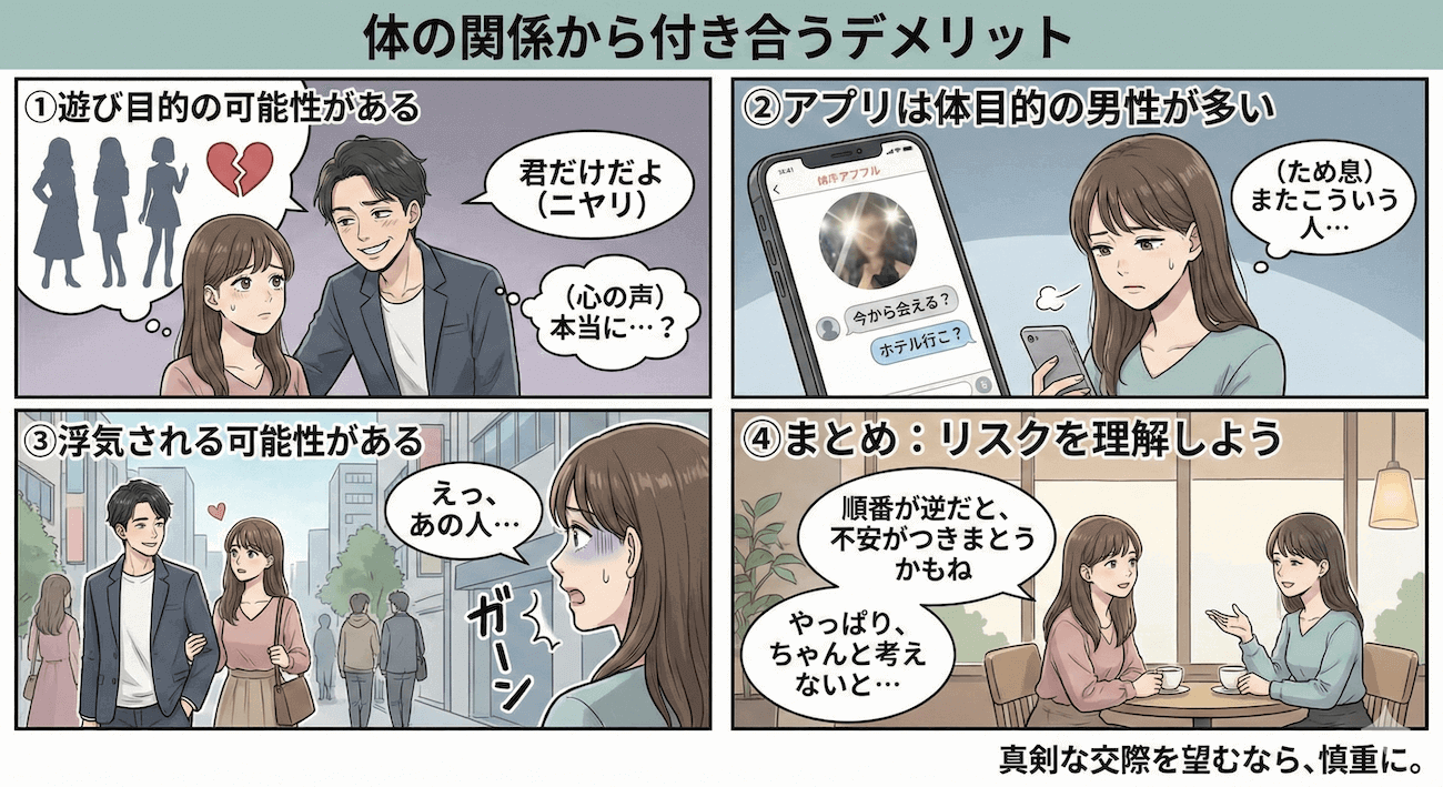 マッチングアプリで体の関係から付き合うデメリット