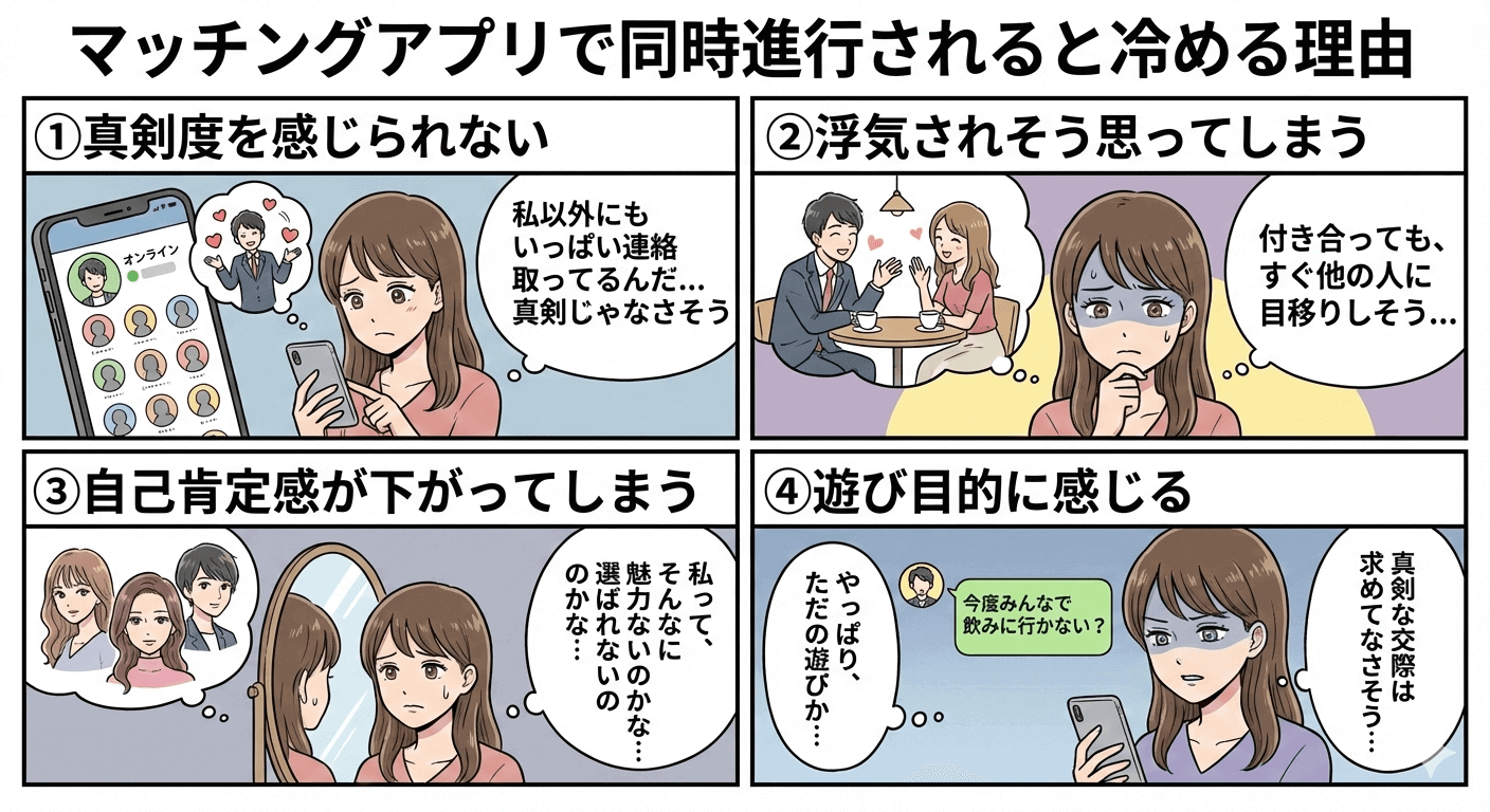 マッチングアプリで同時進行されると冷める理由