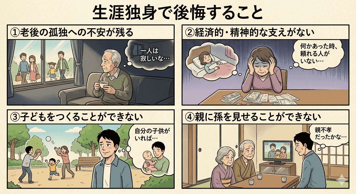 生涯独身で後悔すること