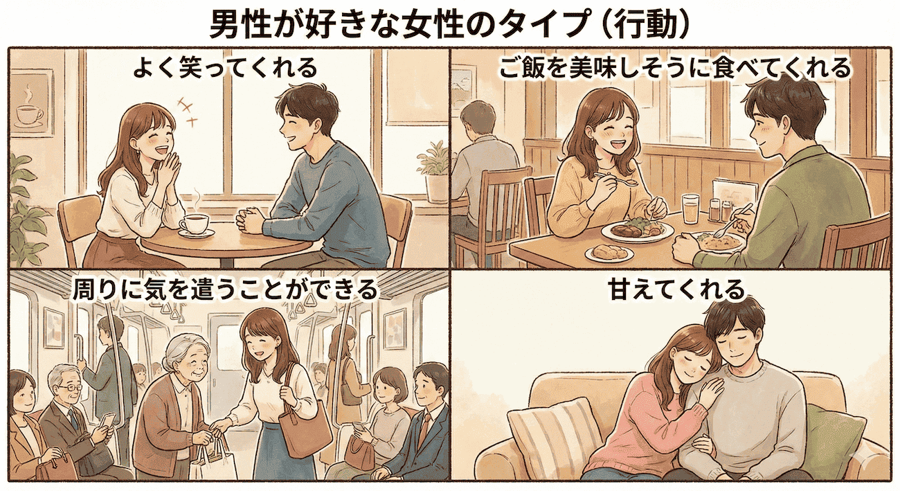 男性が好きな女性のタイプ（行動）