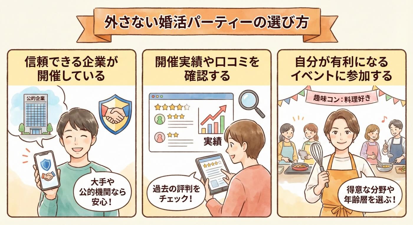 外さない婚活パーティーの選び方