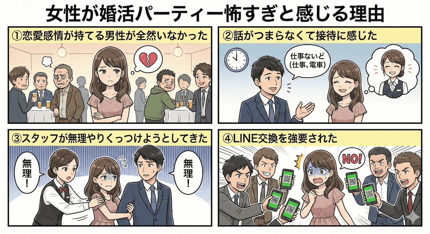 女性が婚活パーティー怖すぎと感じる理由