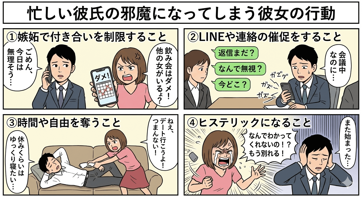 忙しい彼氏の邪魔になってしまう彼女の行動