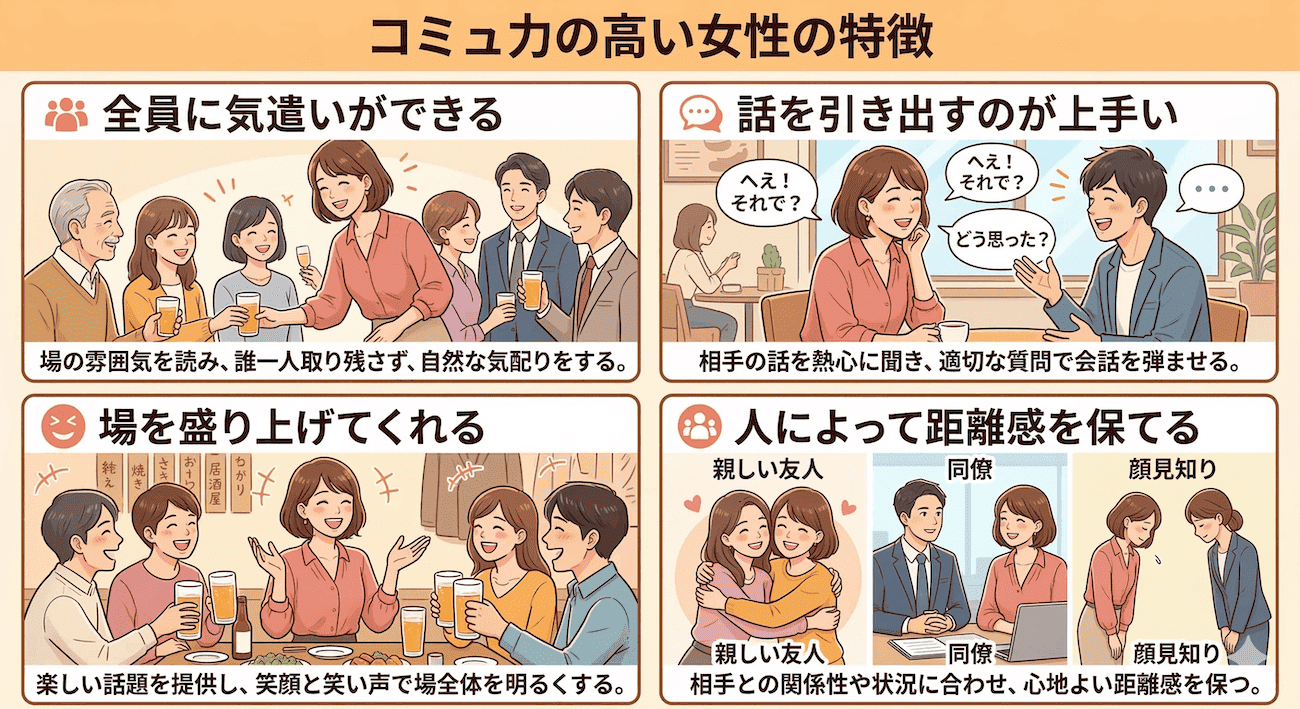 コミュ力の高い女性の特徴